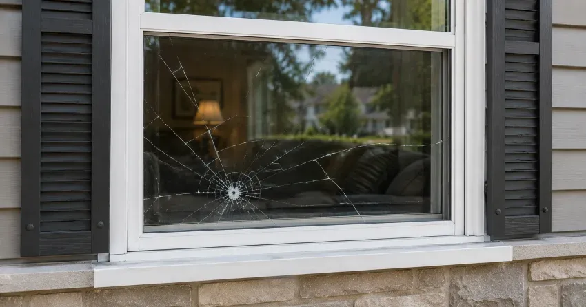 technician measuring window opening for emergency glass replacement O