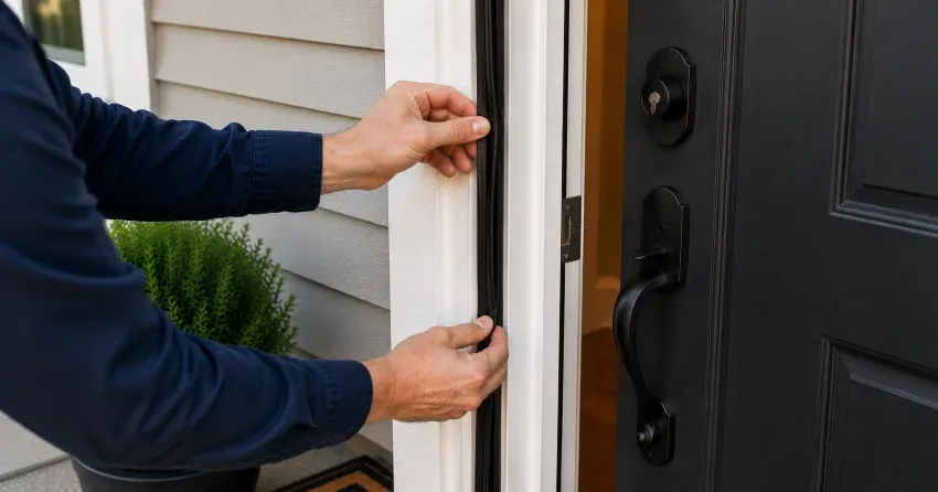 technician performing light test on door seal in Crescent Town, East York