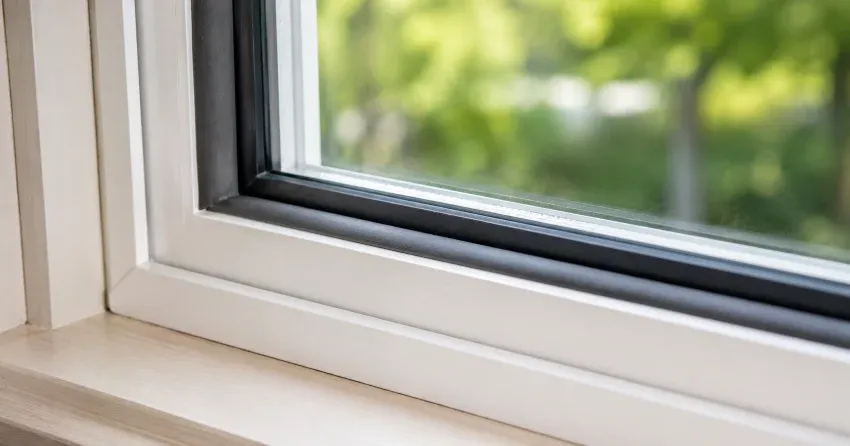 technician inspecting window weatherstripping for drafty window repair East York