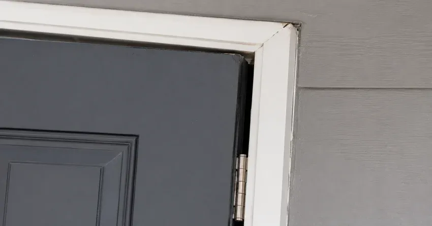 technician tightening a loose door hinge in East York